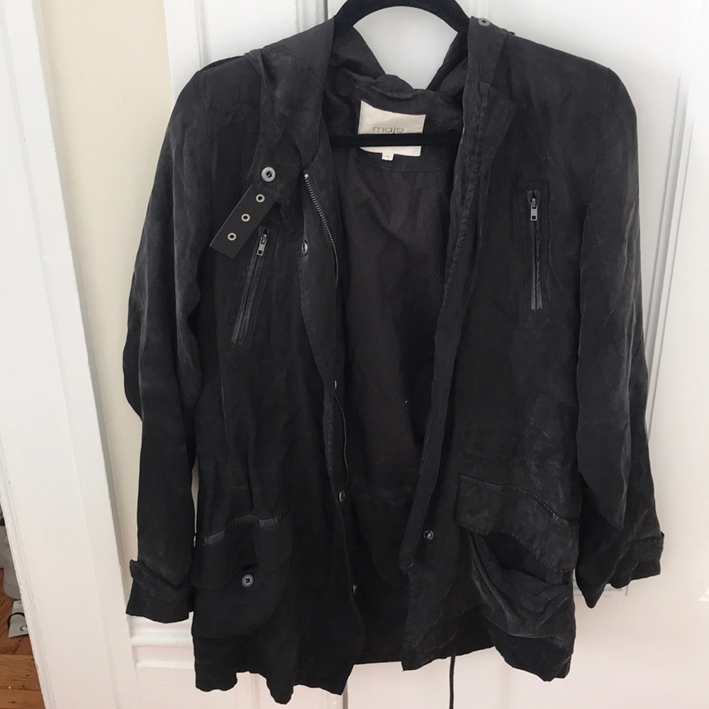 Maje black jacket with leather accents size 2